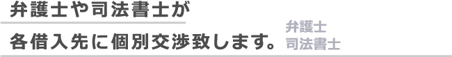 弁護士や司法書士が各借入先に個別交渉致します。